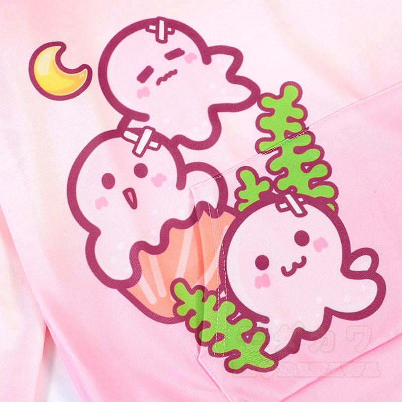 Modakawa Kapuzenpullover mit Farbverlauf und Oktopus-Buchstabenprint, locker geschnitten - image 6