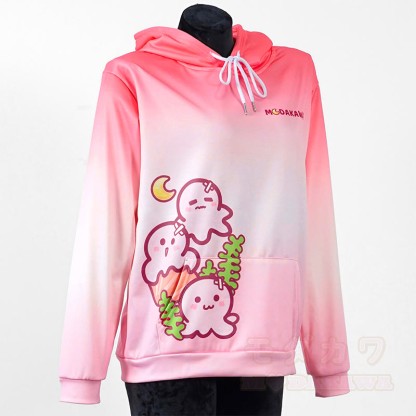 Modakawa Kapuzenpullover mit Farbverlauf und Oktopus-Buchstabenprint, locker geschnitten - Pink - 5XL - image 5
