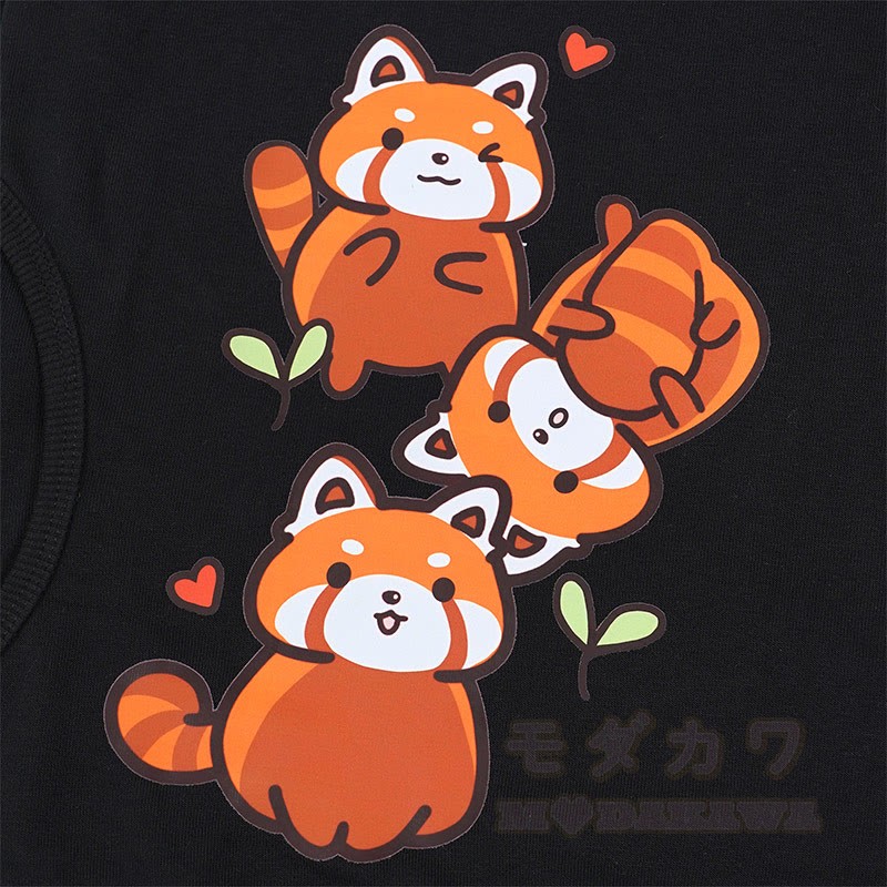 Modakawa Kapuzenpullover mit Farbverlauf, rotem Panda und Buchstabenprint, locker geschnitten - image 6