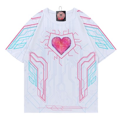 Modakawa-T-Shirt mit Cyberpunk-Herz-Print