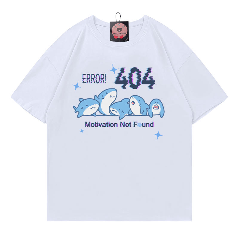 ERROR 404 MOTIVATION NICHT GEFUNDEN Hai-Print 100 % Baumwolle Modakawa T-Shirt - White - 5XL - image 2