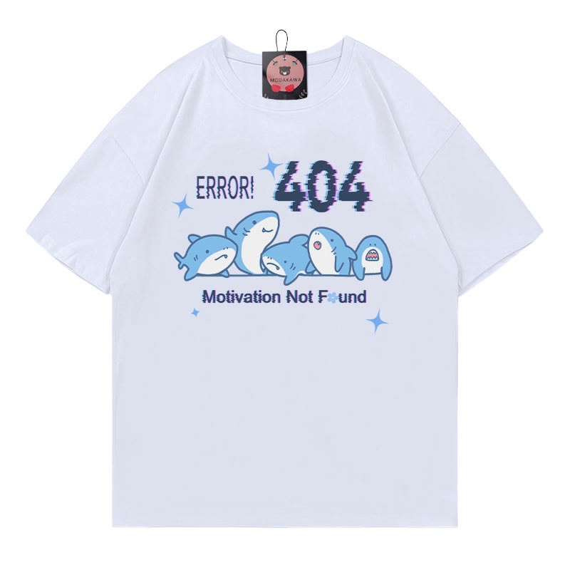 ERROR 404 MOTIVATION NICHT GEFUNDEN Hai-Print 100 % Baumwolle Modakawa T-Shirt - White - 5XL - image 2