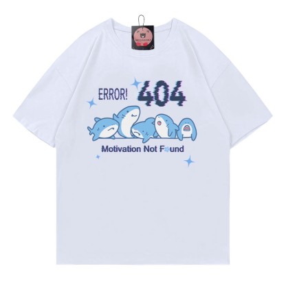 ERROR 404 MOTIVATION NICHT GEFUNDEN Hai-Print 100 % Baumwolle Modakawa T-Shirt - White - 5XL - image 2
