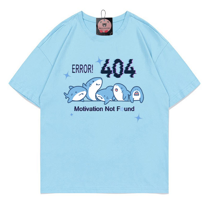 ERROR 404 MOTIVATION NICHT GEFUNDEN Hai-Print 100 % Baumwolle Modakawa T-Shirt - Blue - 5XL - image 3
