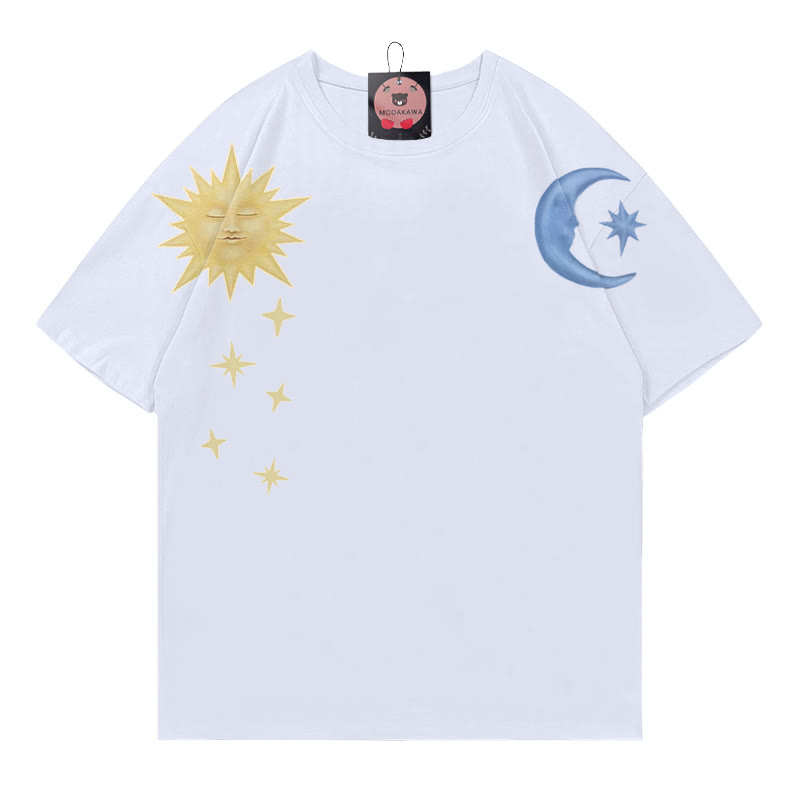 Modakawa T-Shirt mit Sonne-Mond-Print, 100 % Baumwolle - White - 5XL - image 1