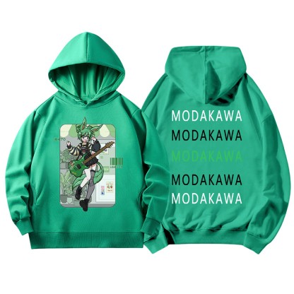 MODAKAWA X airii.exe Lockerer Hoodie mit Gitarrenmädchen-Buchstabendruck - Green - 5XL - image 3