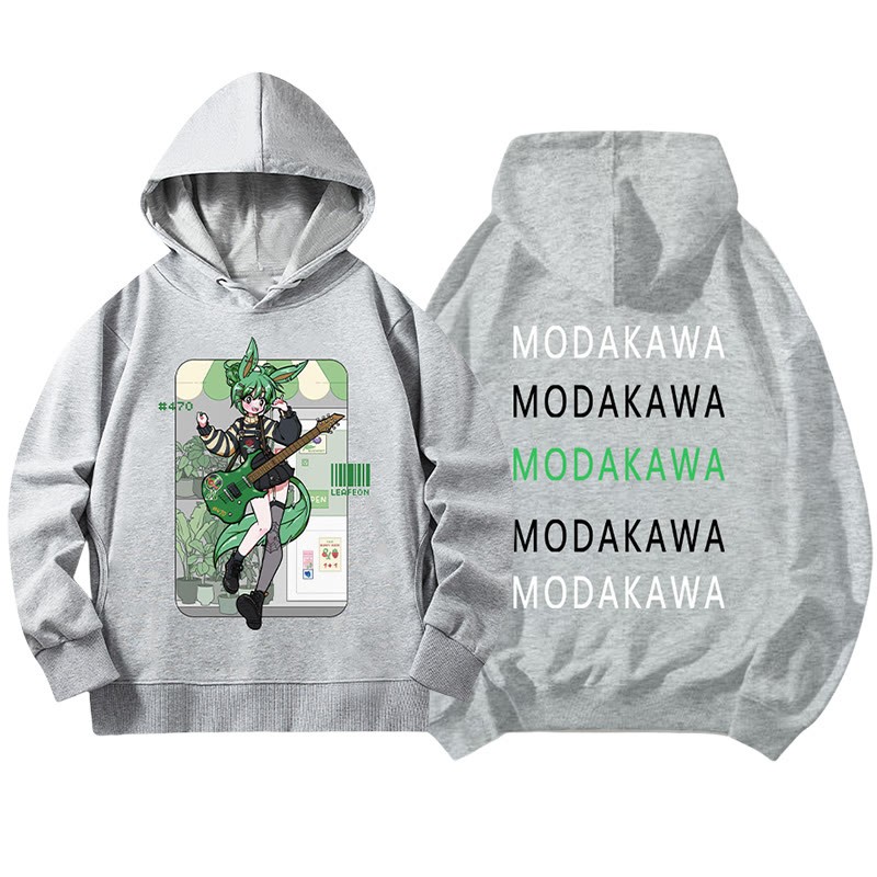 MODAKAWA X airii.exe Lockerer Hoodie mit Gitarrenmädchen-Buchstabendruck - Grey - 5XL - image 2