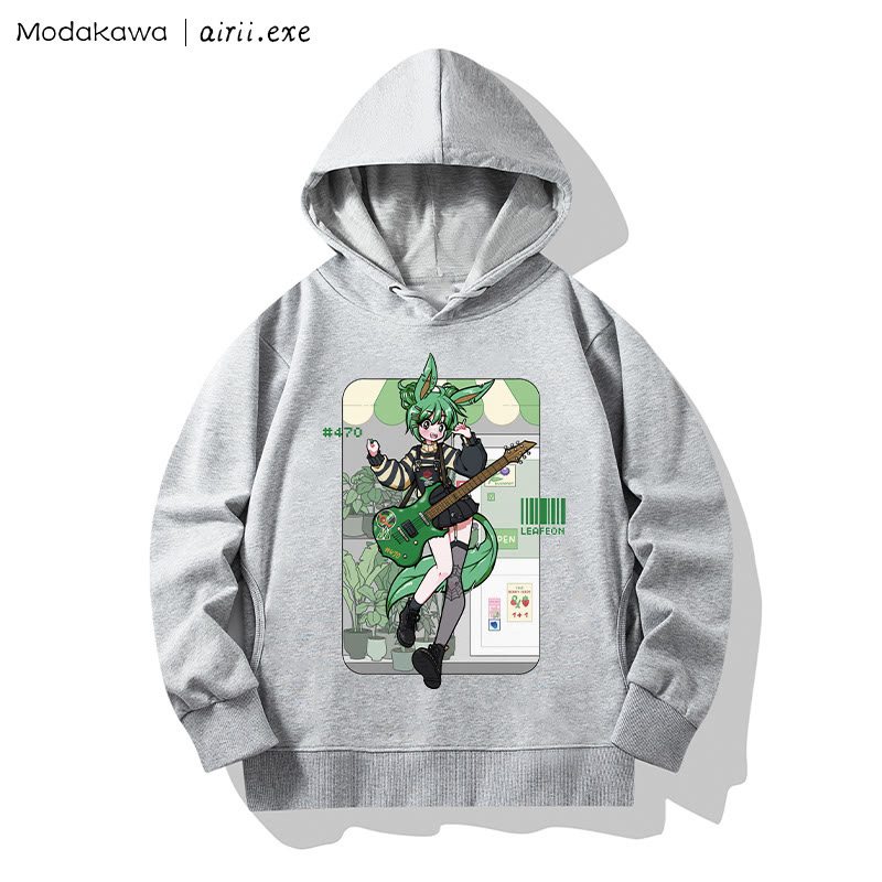 MODAKAWA X airii.exe Lockerer Hoodie mit Gitarrenmädchen-Buchstabendruck - image 1