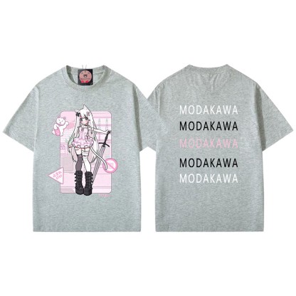 MODAKAWA X airii.exe T-Shirt mit Buchstabendruck „Kitty Girl“ aus 100 % Baumwolle - Grey - 5XL - image 4