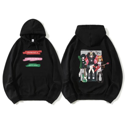 MODAKAWA X airii.exe Lockerer Hoodie mit Gitarrenmädchen-Buchstabendruck - Black - 5XL - image 1