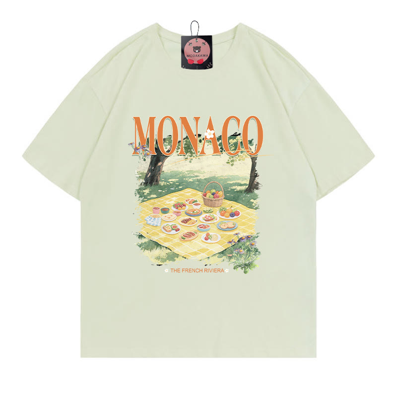 MONACO Picknick-Print 100% Baumwolle Modakawa T-Shirt - Green - 5XL - image 4