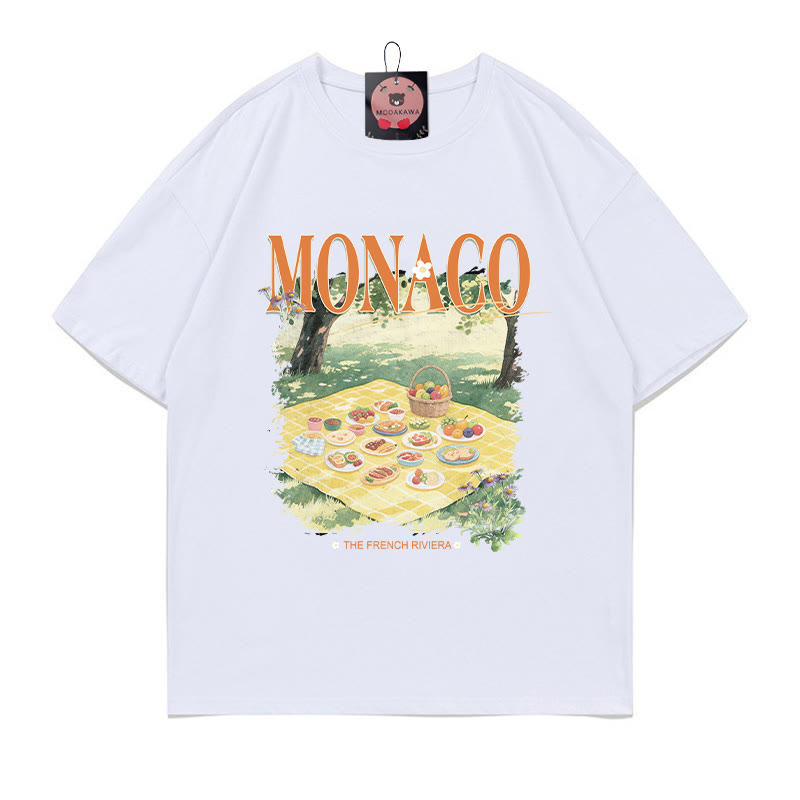 MONACO Picknick-Print 100% Baumwolle Modakawa T-Shirt - White - 5XL - image 3