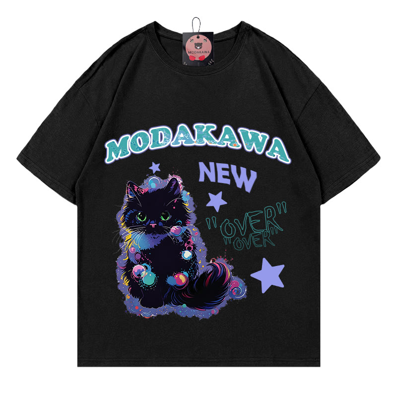 NEU: Modakawa T-Shirt mit Kitty-Buchstabenprint aus 100 % Baumwolle - Black - 5XL - image 2