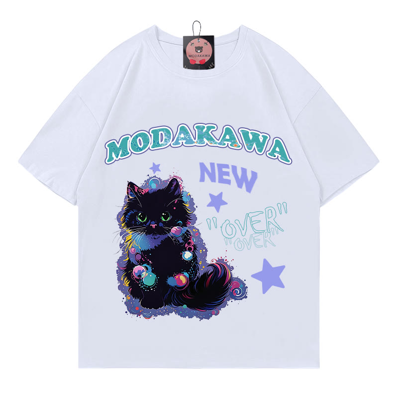 NEU: Modakawa T-Shirt mit Kitty-Buchstabenprint aus 100 % Baumwolle - White - 5XL - image 1