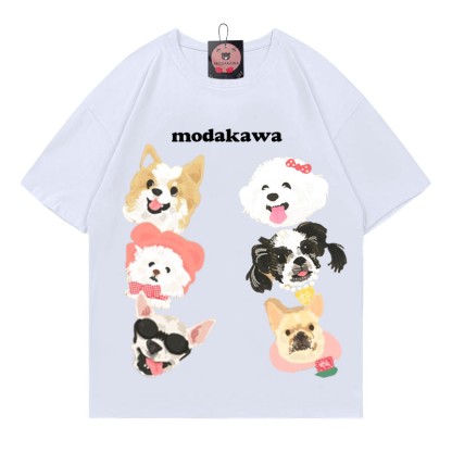 Modakawa T-Shirt mit Welpen-Buchstabenprint, 100 % Baumwolle - White - 5XL - image 2