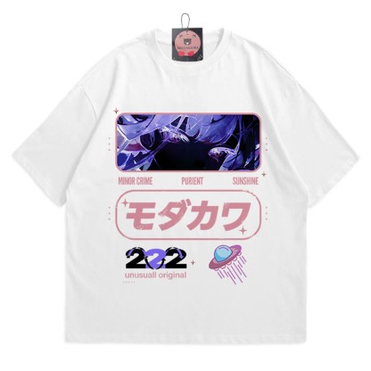 Anime-Charakter-Buchstabendruck, 100 % Baumwolle, Modakawa-T-Shirt - White - 5XL - image 1