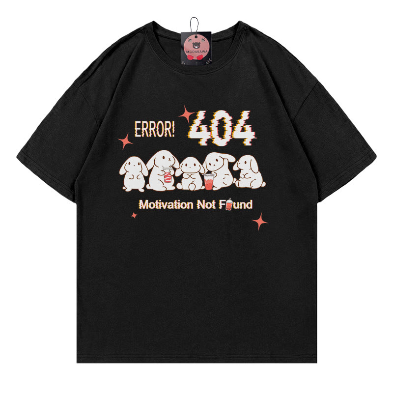 ERROR 404 MOTIVATION NICHT GEFUNDEN Hasendruck 100% Baumwolle Modakawa T-Shirt - Black - 5XL - image 3