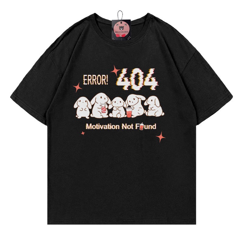 ERROR 404 MOTIVATION NICHT GEFUNDEN Hasendruck 100% Baumwolle Modakawa T-Shirt - Black - 5XL - image 3