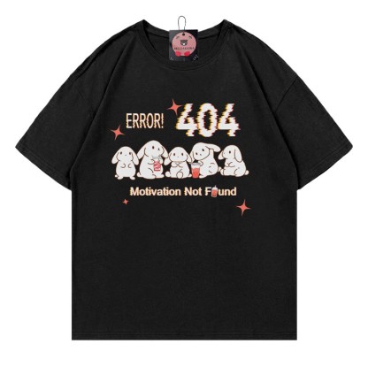 ERROR 404 MOTIVATION NICHT GEFUNDEN Hasendruck 100% Baumwolle Modakawa T-Shirt - Black - 5XL - image 3