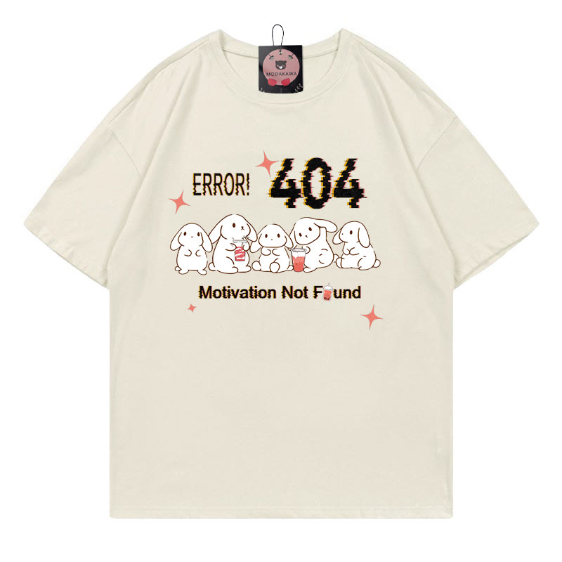 ERROR 404 MOTIVATION NICHT GEFUNDEN Hasendruck 100% Baumwolle Modakawa T-Shirt - Beige - 5XL - image 2