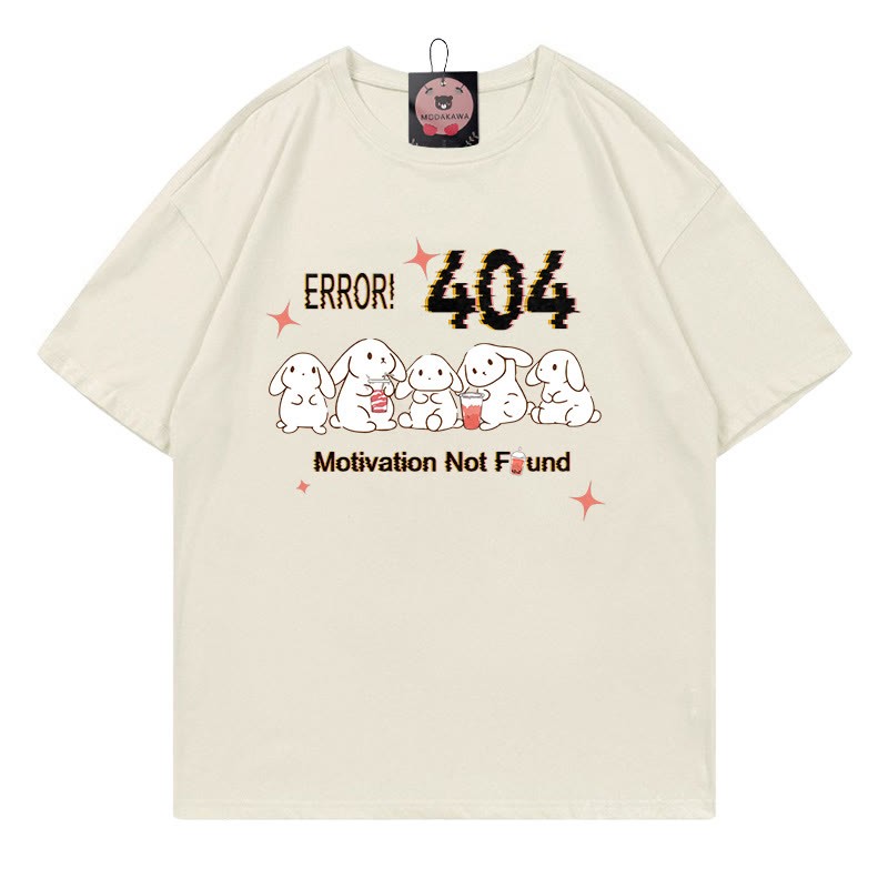 ERROR 404 MOTIVATION NICHT GEFUNDEN Hasendruck 100% Baumwolle Modakawa T-Shirt - Beige - 5XL - image 2
