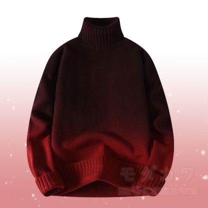 Zweiteiler: Strickpullover mit Farbverlauf und Rollkragen, Jeans - Weinroter Pullover - 3XL - image 12