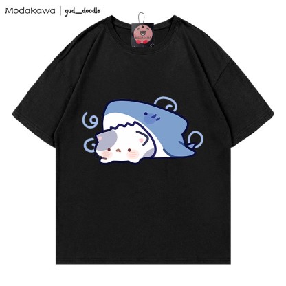 Modakawa x gud_doodle T-Shirt „Shark Kitty“ aus 100 % Baumwolle von Modakawa - Black - 5XL - image 3