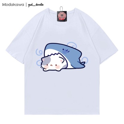 Modakawa x gud_doodle T-Shirt „Shark Kitty“ aus 100 % Baumwolle von Modakawa - White - 5XL - image 1