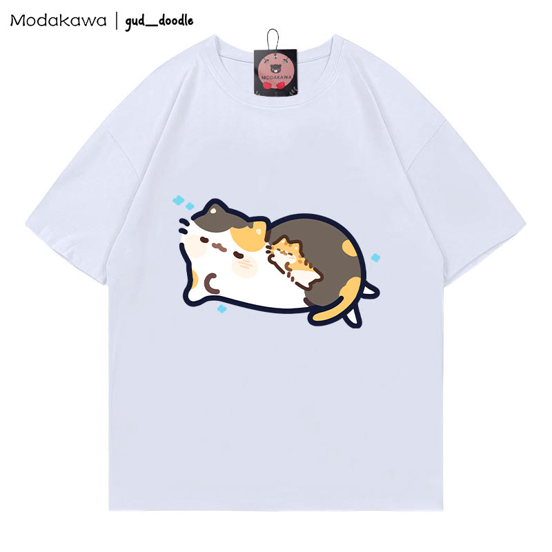 MODAKAWA X gud_doodle T-Shirt mit schlafendem Katzen-Print - White - 5XL - image 4