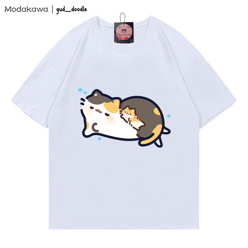 MODAKAWA X gud_doodle T-Shirt mit schlafendem Katzen-Print - White - 5XL - image 4