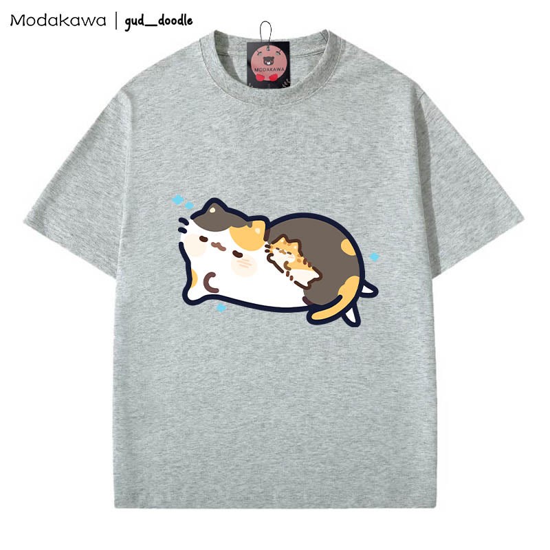 MODAKAWA X gud_doodle T-Shirt mit schlafendem Katzen-Print - Grey - 5XL - image 1