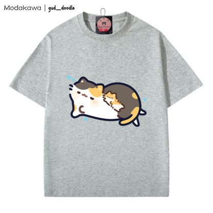 MODAKAWA X gud_doodle T-Shirt mit schlafendem Katzen-Print - Grey - 5XL - image 1