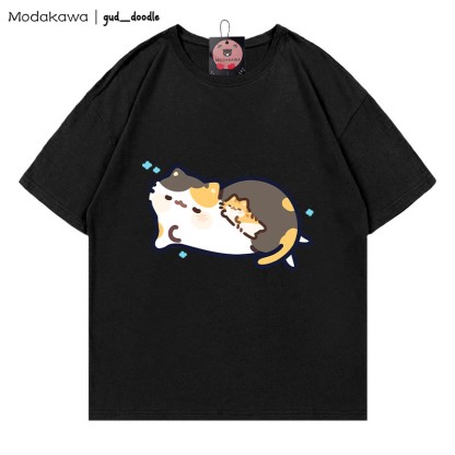 MODAKAWA X gud_doodle T-Shirt mit schlafendem Katzen-Print - Black - 5XL - image 3