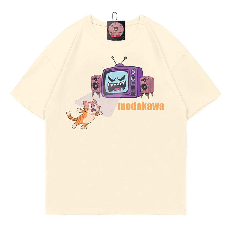 Kitty Battle Evil Furniture Print Modakawa T-Shirt - Apricot - 5XL - image 1