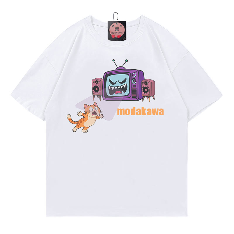 Kitty Battle Evil Furniture Print Modakawa T-Shirt - White - 5XL - image 2