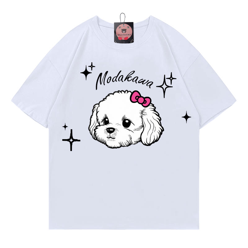 Modakawa T-Shirt mit Welpenstern-Buchstabenprint - White - 5XL - image 2