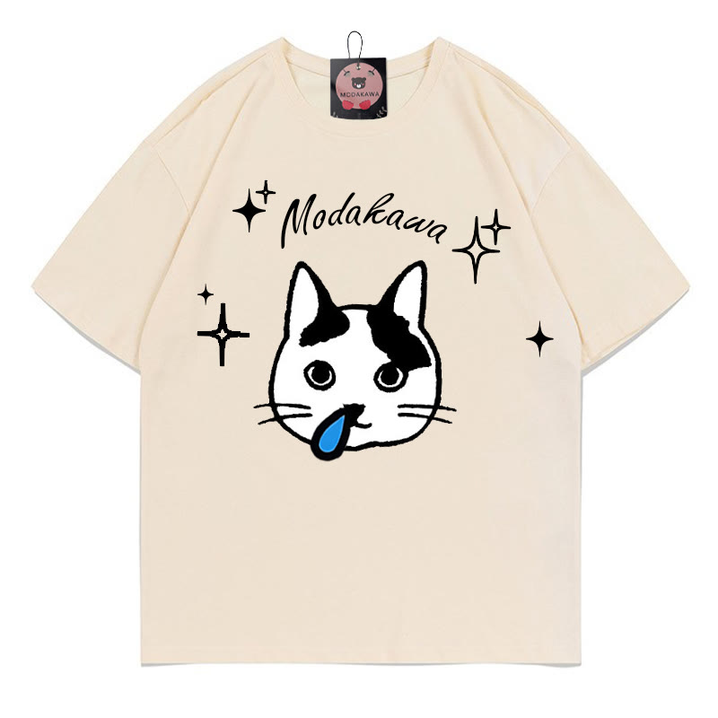 Modakawa T-Shirt mit Kitty-Stern-Buchstabenprint - Apricot - 5XL - image 1