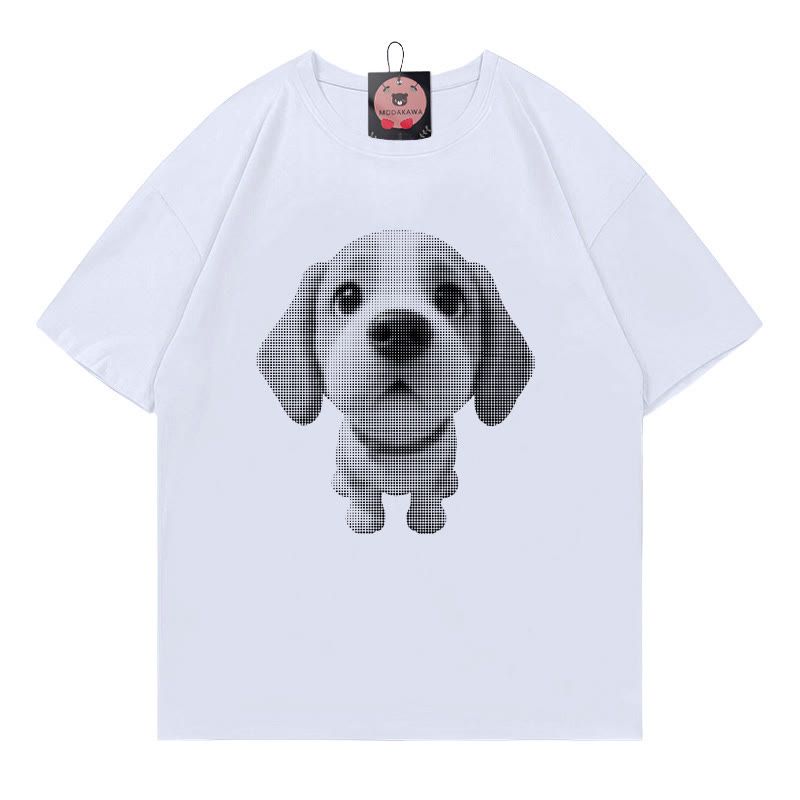 Modakawa T-Shirt mit Welpenprint - White - 5XL - image 1