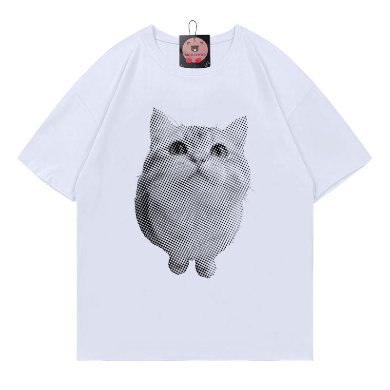 Modakawa T-Shirt mit Katzenmotiv - White - 5XL - image 1