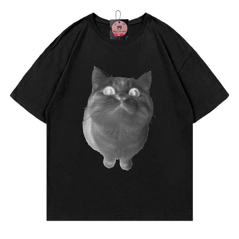 Modakawa T-Shirt mit Katzenmotiv - Black - 5XL - image 2