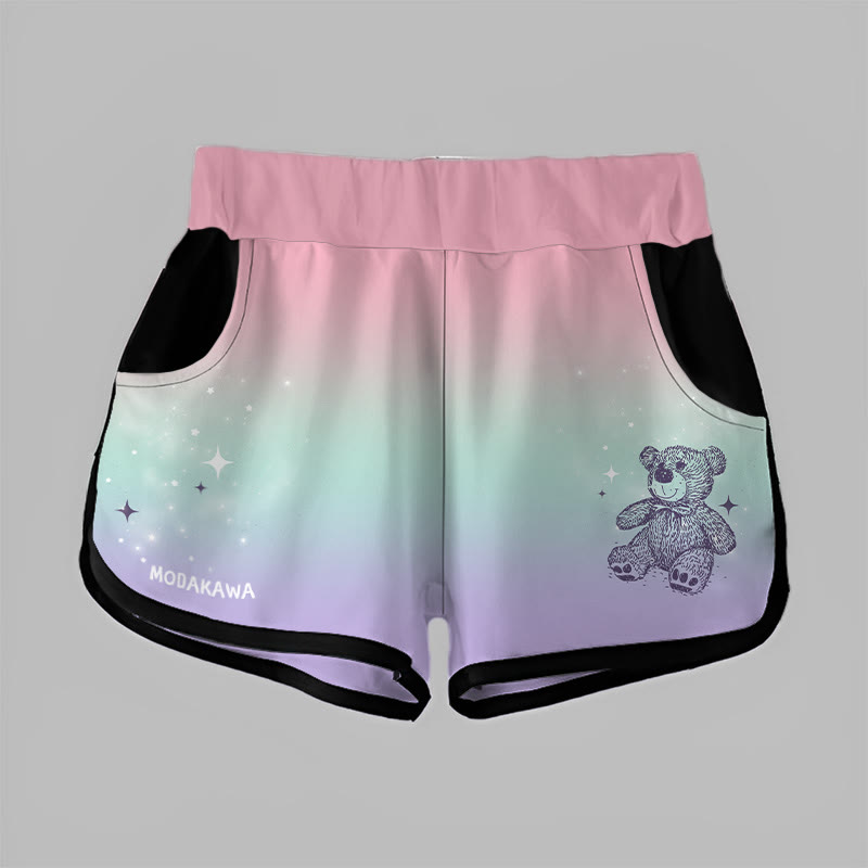 Modakawa Shorts mit Farbverlauf und Bärenmuster - Pink&Green&Purple - 5XL - image 2
