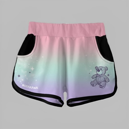 Modakawa Shorts mit Farbverlauf und Bärenmuster - Pink&Green&Purple - 5XL - image 2