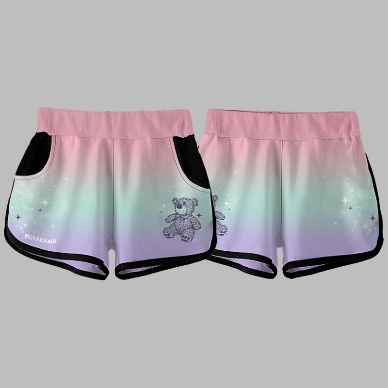 Modakawa Shorts mit Farbverlauf und Bärenmuster - image 1