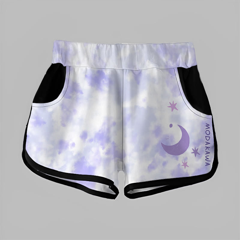 Modakawa-Shorts mit Farbverlauf und Mondbuchstaben-Print - Purple - 5XL - image 3