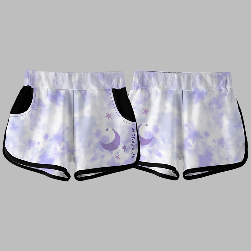 Modakawa-Shorts mit Farbverlauf und Mondbuchstaben-Print - image 1