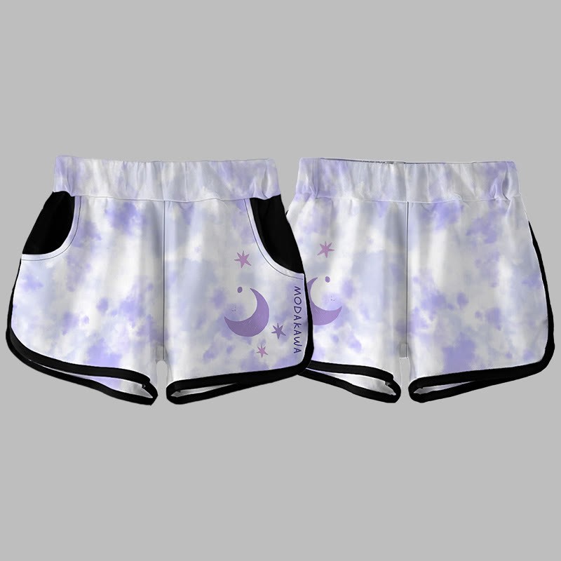 Modakawa-Shorts mit Farbverlauf und Mondbuchstaben-Print - image 1