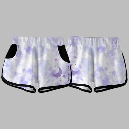 Modakawa-Shorts mit Farbverlauf und Mondbuchstaben-Print - image 1