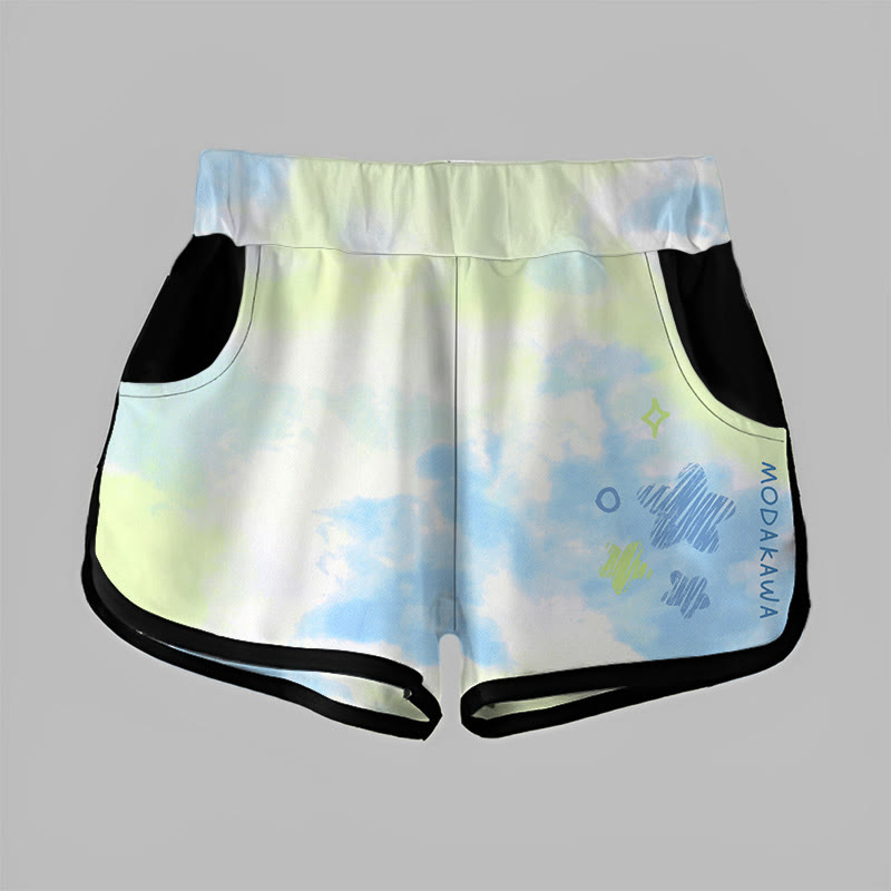 Modakawa Shorts mit Sternenmuster und Farbverlauf - Yellow&Blue - 5XL - image 2