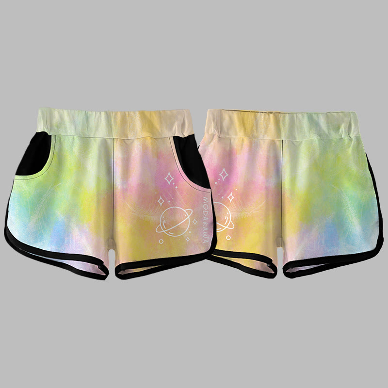 Modakawa Shorts mit Gradienten-Planetenprint - image 1