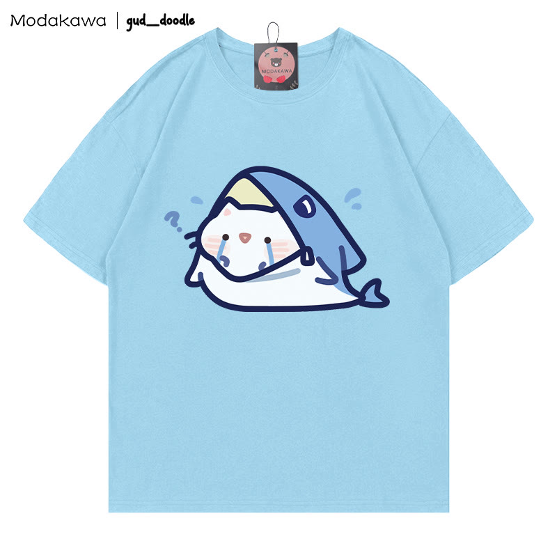 MODAKAWA X gud_doodle T-Shirt mit Kitty-Hai-Print - Blue - 5XL - image 5